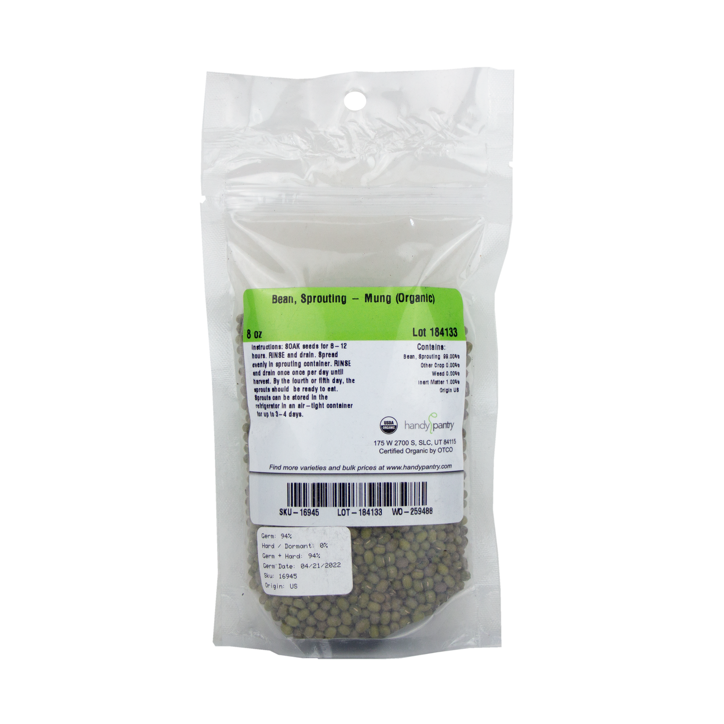 Handy Pantry - Mung Bean Sprouting Seeds (8 oz)
