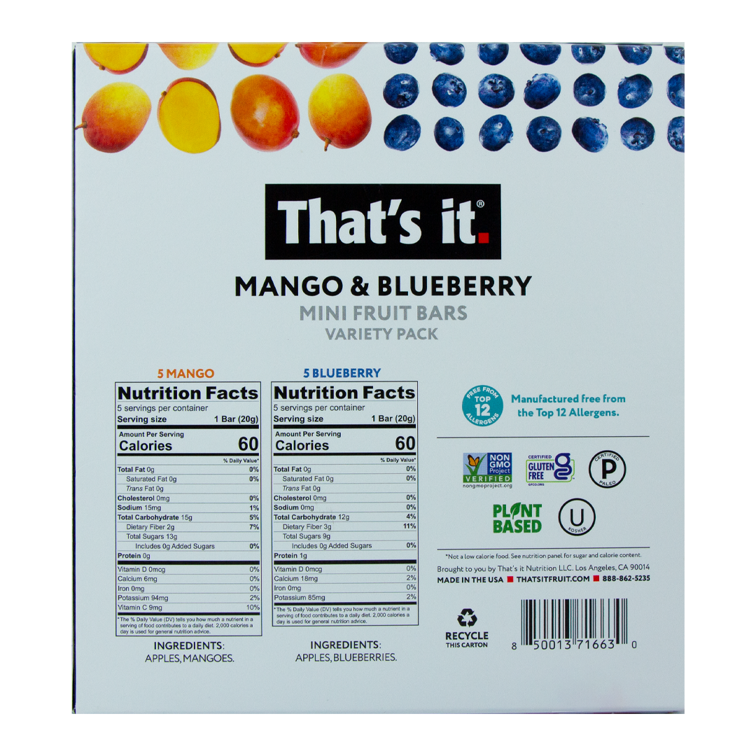 That's It - Mango and Blueberry Mini Bars-Pack of 10