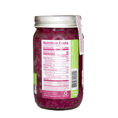 Local Cultura Ferments - Sauerkraut Beet & Fennel (Store Pick-Up Only)