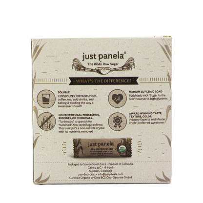 Just Panela - Hand Crafted Cane Sugar Unrefined & Organic (30 Packets)